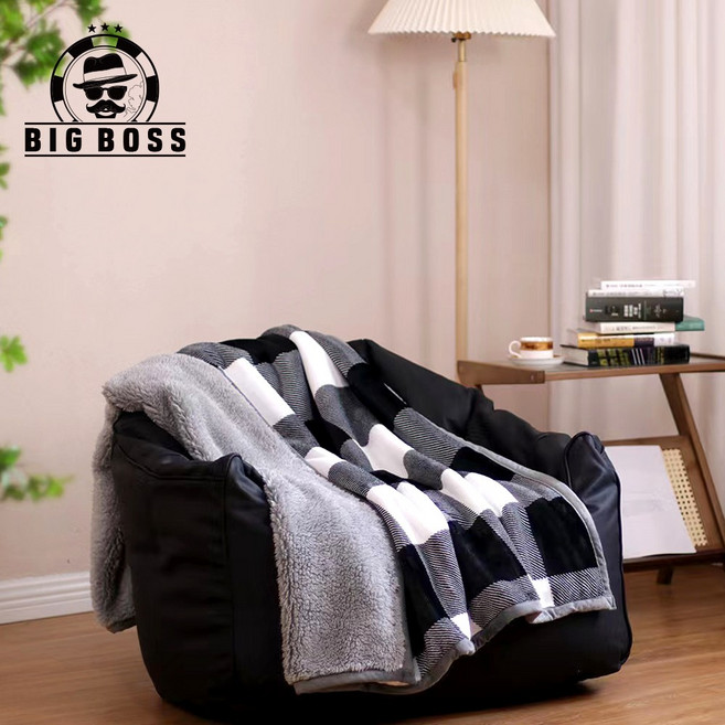 겨울 극세사 밍크담요 침대 거실 무릎 담요 체크 양털 이불 담요 캠핑 차박 블랭킷