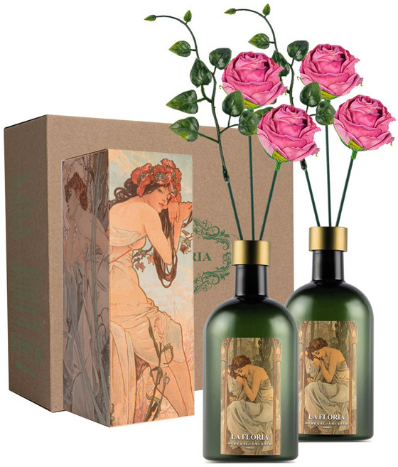 라플로리아 꽃 디퓨저, 2개, 500ml, S2한가득꽃집향/A10둥근장미(소)L12/핑크