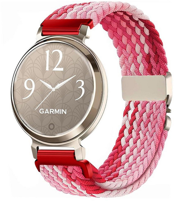 Issinlky Garmin Lily 2와 호환되는 나일론 브레이드 밴드 여성용 14MM 교체용 탄성 스트랩, 바이올렛