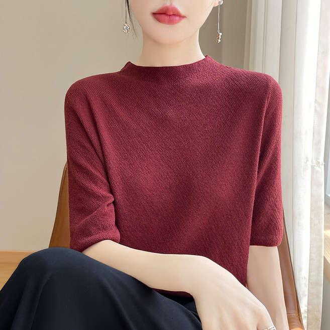 天絲針織短袖t恤女2025新款爆款時尚寬鬆顯瘦大碼女裝夏季上衣薄