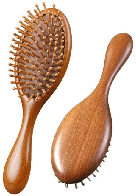 손상모를 위한 백단목 천연 고급 나무 빗 에어쿠션 두피 마사지 남자, 1개, 원목