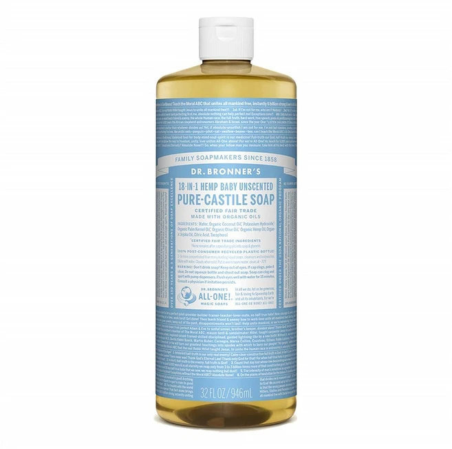 Dr. Bronners 닥터브로너스 Baby Unscented 퓨어 카스티야 유기농 액체 비누 946ml, 1개 - 쿠팡