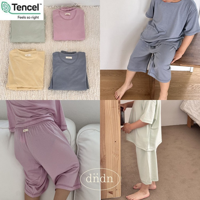 [드니드니] 자체제작 썸머 텐셀 컴포터블 루즈핏 여름 실내복 남아 여아 둥이룩 (4color)