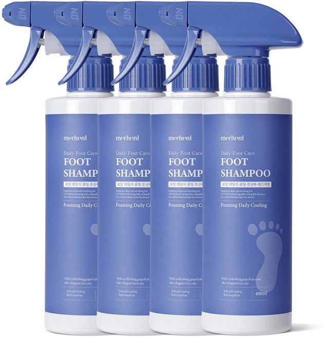 메르헨트 포밍 대용량 풋샴푸 400ml x 4개 레드자몽향 발냄새제거 발샴푸 풋케어, 2개입, 2개