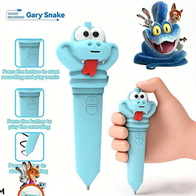 디즈니주토피아 2 게리 더 스네이크 앤티베놈 펜 보이스 레코더 60년대 소형 녹음기 2-in-1 코스프레 소품 선물