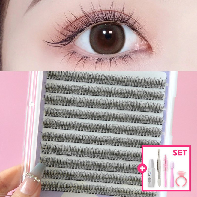 아이하라 대용량 풍성한 속눈썹 10줄 가닥속눈썹 인조 셀프 부분속눈썹, 1개, 9mm