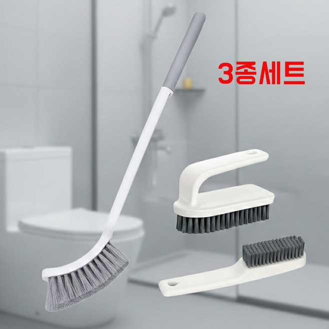 다용도 욕실 화장실 청소솔 3종세트, 1세트, 화이트
