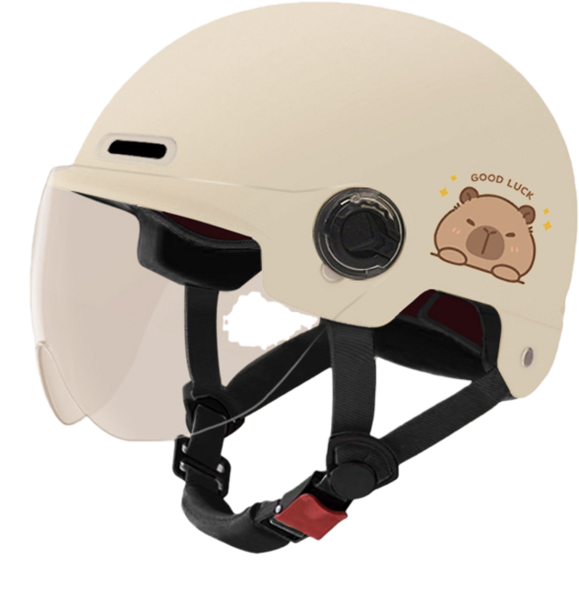 SUUNI 어린이 안전 헬멧 부모-자녀 헬멧 오토바이 헬멧, 성인, 베이지