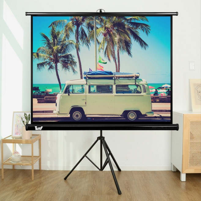 (태리) 빔프로젝터 스크린 삼각대 일체형 스탠드 유압 빔스크린 족자 가정용 캠핑용 휴대용 254cm(100인치)