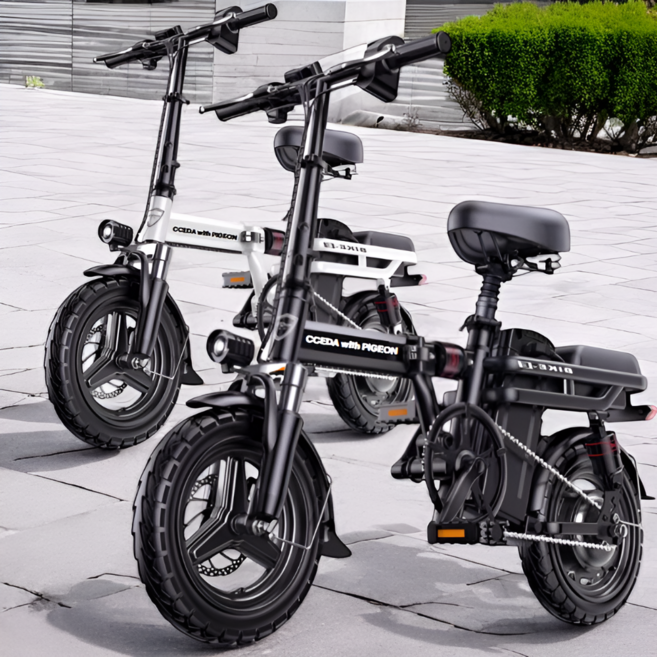 [독일기술] 루트나인 접이식 전기 전동 자전거 자토바이, 3.프리미엄+블랙, 경량스틸