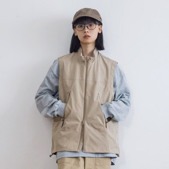 COSYEVNO 여성 봄가을 캐주얼 집업 포켓 조끼 경량 아웃도어 TZKmjks-4