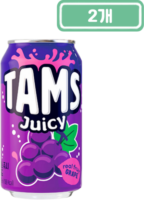 롯데칠성 탐스 쥬시 포도, 355ml, 2개