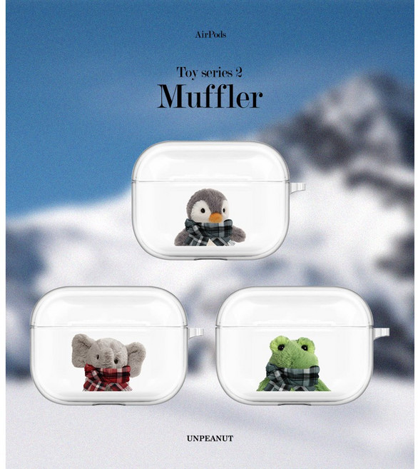 언피넛 머플러 토이시리즈2 에어팟/버즈 투명 젤리케이스, E400 머플러 코끼리, 에어팟 3
