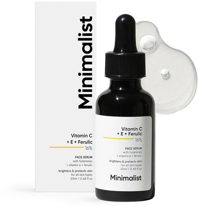 제가 함유된 미니멀리스트 16% 비타민 C 세럼 노화 방지 및 광채 개선 | 피부 손상과 발적을 줄여 칙칙한 안색을 밝게 해줍니다 모든 타입 여성 남성용 0.68 Fl Oz /