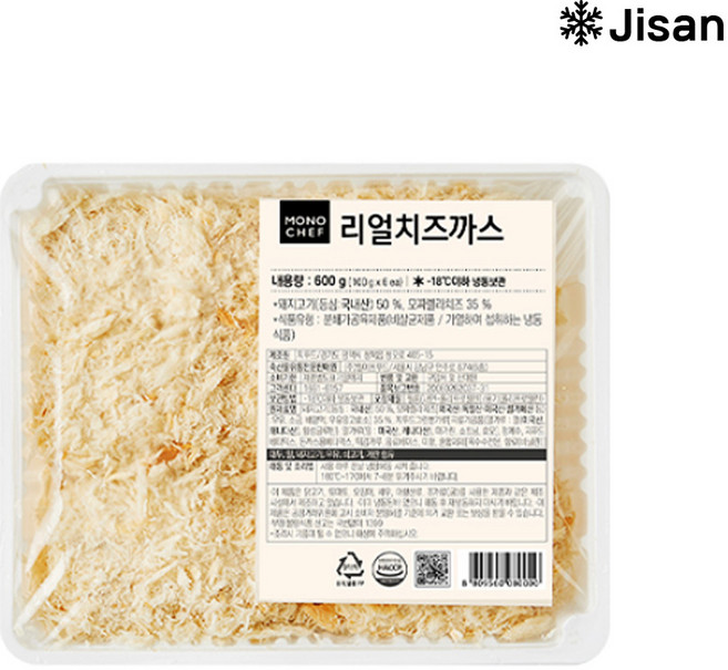 모짜렐라치즈 가득 모노키친 리얼 치즈까스 치즈 돈까스 튀김, 600g, 1개