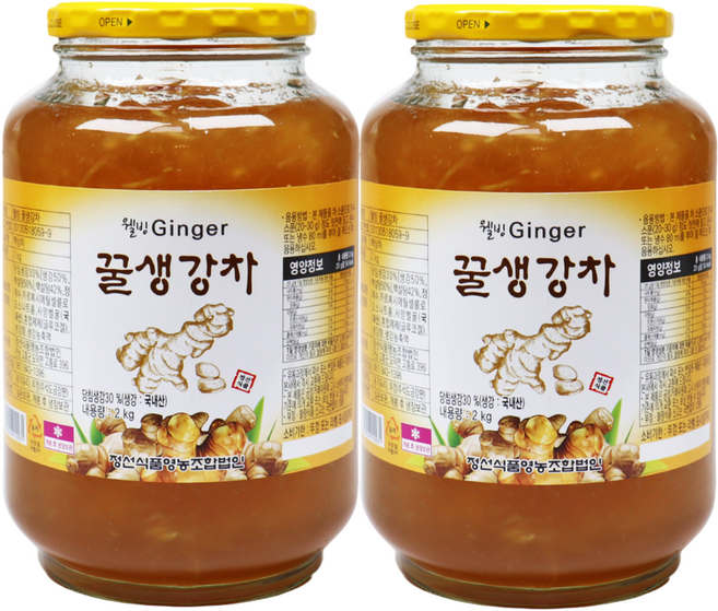 자연톡 고흥 웰빙 꿀 생강차 진저 청, 1개, 2kg, 2개입