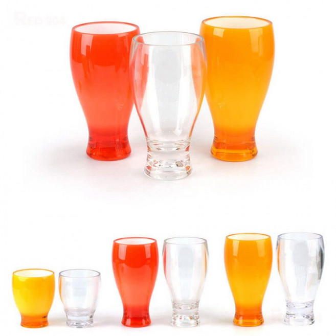 플라스틱 PC 재질 카페컵 주스컵 음료컵 맥주컵 아이스 커피컵 용량 약 350ml 550ml 650ml 색상선택, 1개, 2호 적색