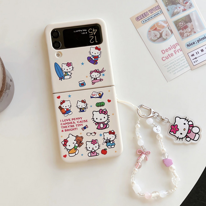 휴대폰 케이스 갤럭시 z플립5 3 4 6 7 하드케이스 해피KT