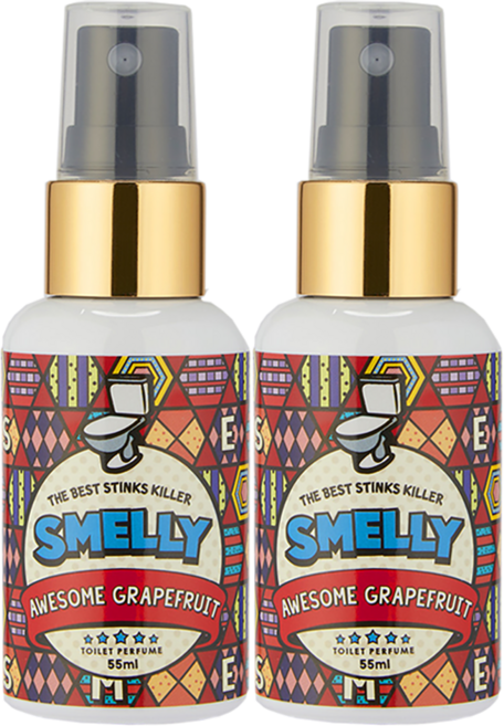 스멜리(SMELLY) 화장실용 토일렛퍼퓸 어썸그레이프프룻, 55ml, 2개, 어썸 그레이프 프룻