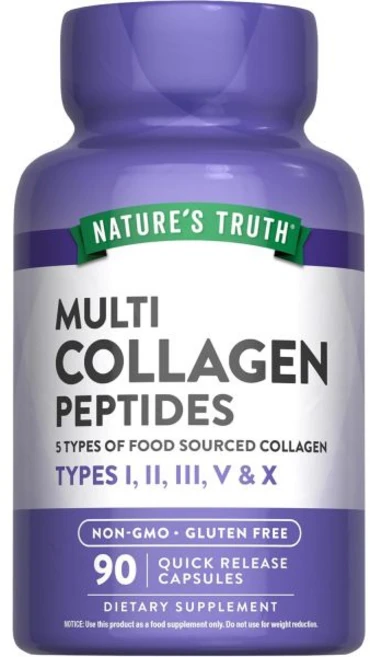 히알루론산 콜라겐 피부 네이처스 트루스 멀티 펩타이드 캡슐 | 유형 V X 2000 mg 90 카운트 케토 친화적 비GMO 글루텐 프리, 1개, 90정 - 쿠팡