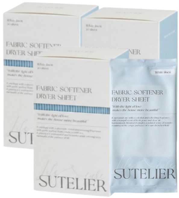 수뜰리에 건조기시트 드라이시트 블루 섬유유연 화이트린넨향 30개입 3박스