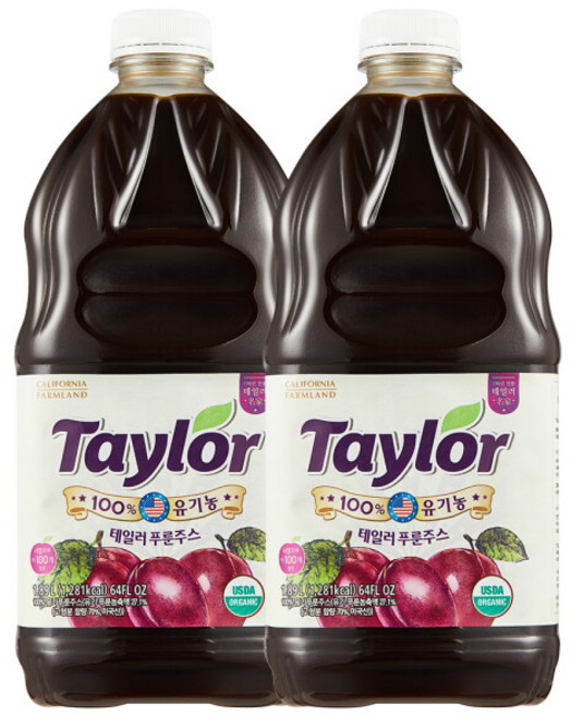 [테일러팜스] [ 공식] 유기농 푸룬주스 1.89L x 2병, 1개