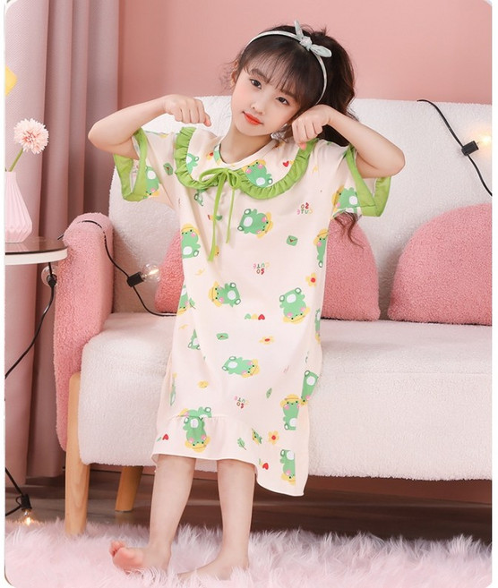 아동 여아용 여름 반팔 원피스 잠옷 홈웨어