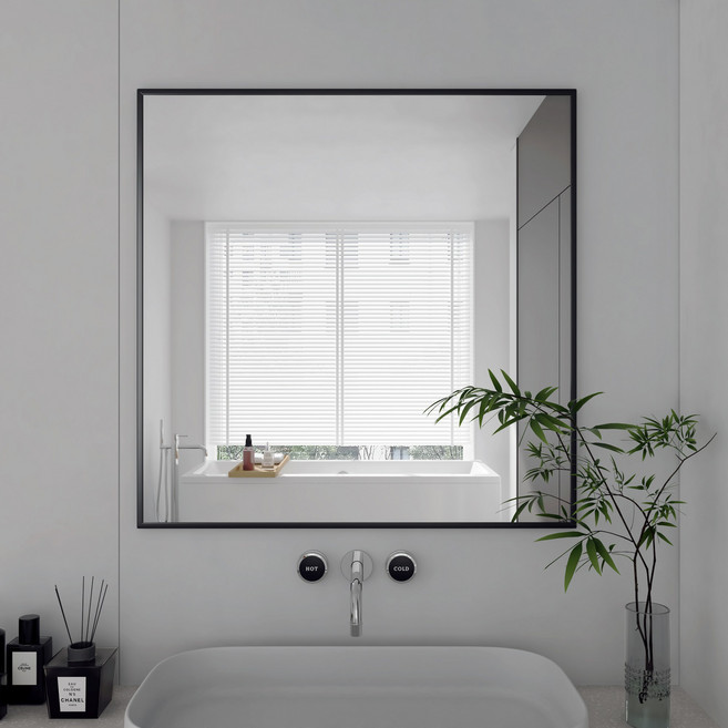 뷰티피크 사각형 벽거울 화장대거울 욕실거울 강화안전유리 60*60, 블랙, 60*60cm