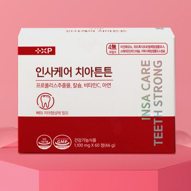 뼈와 이가 탄탄 잇몸영양제 튼튼한 치아 치아건강 프로폴리스 추출물 코랄칼슘 함유 인사케어 치아튼튼 정품, 18개, 10정