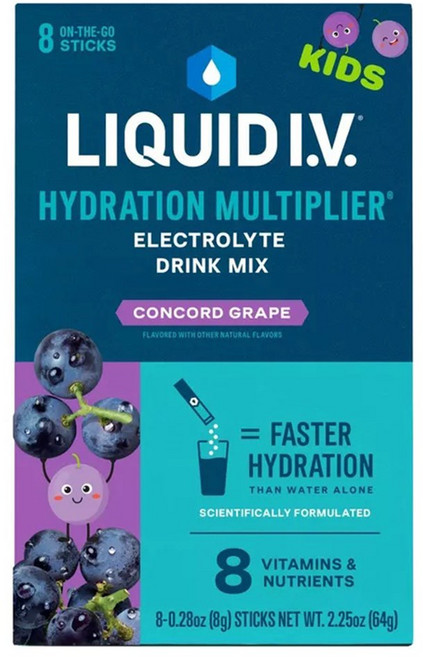 Liquid Iv 兒童補水倍增液 康科德葡萄口味 8入, 1個, 64g