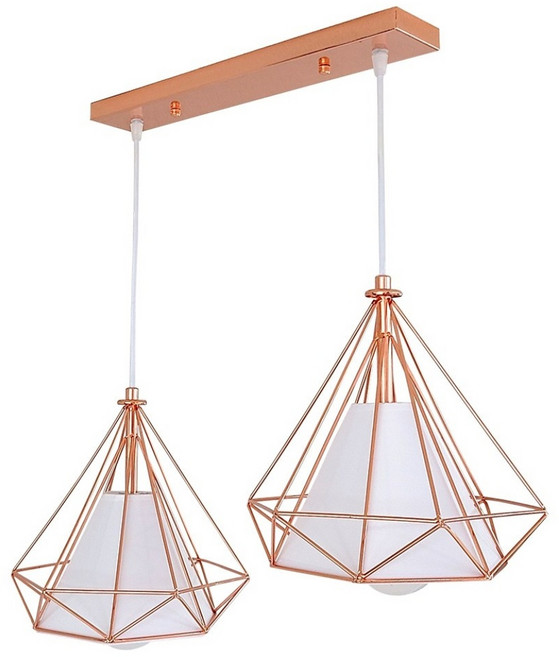 라인조명 로즈다이아2등 펜던트 LED 12w 볼램프 2개 이벤트증정 3가지색상 (블랙 로즈골드 골드) 다이아2등 다이아식탁등 다이아팬던트 led식탁2등 led식탁조명등2등 다이아, 로즈골드-전구색 노란빛(램프2개/이벤트참여시)