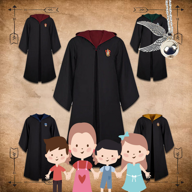 해리포터 키즈 어린이 망토 2종 [스니치 목걸이] 의상 유아 청소년 교복 옷 코스튬 호그와트 코스프레 할로윈 데이 졸업사진 반티