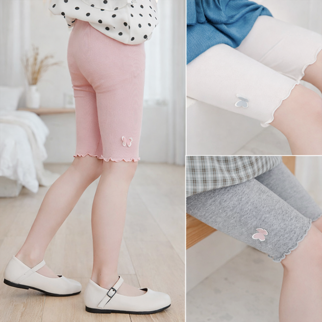 KC 인증 LUMANOKI 부드러운 60수 나비포인트 모달 여아 5부 레깅스 3종세트