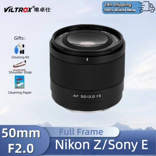 납품전문 VILTROX 50mm F2 풀프레임 에어 오토 포커스 AF 프라임 렌즈 (소니 E FE 니콘 Z DSLR, 02 E 마운트