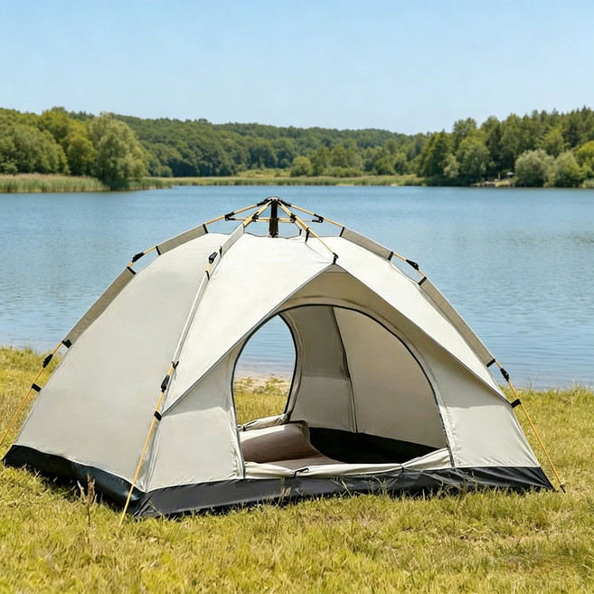 원터치 텐트 2-3인용 자동 캠핑 텐트 초간편 설치 나들이 공원 텐트, 흰색, 2-3