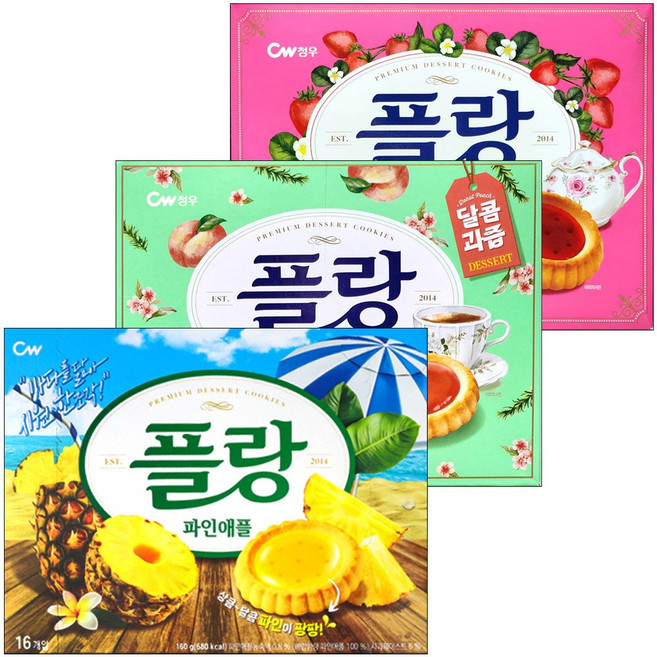 청우 플랑 파인애플 +딸기+납작복숭아 160g(총3개), 3개, 160g