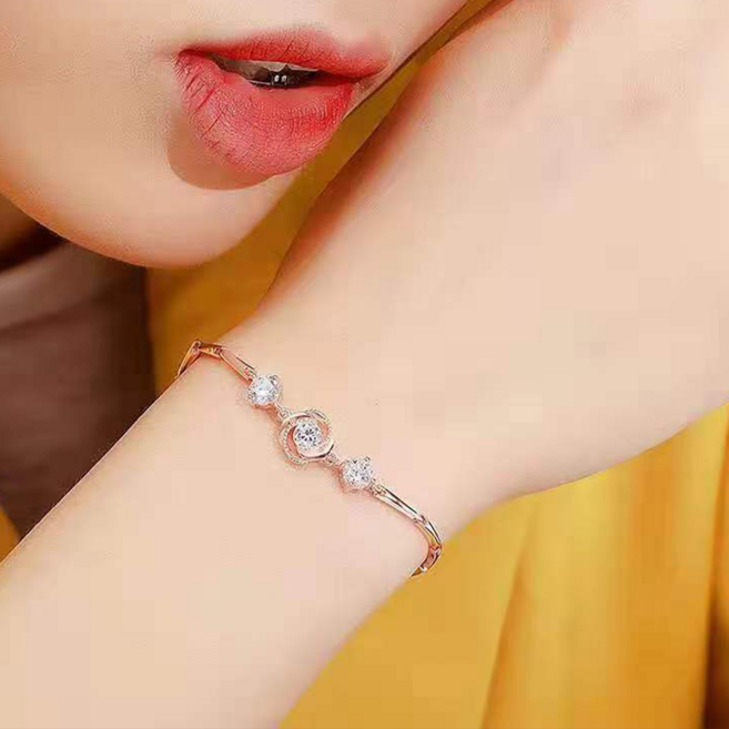 besteffie 여성 로즈 도금 팔찌 심플 로맨틱 스타일 큐빅 장식 체인 팔찌 K83