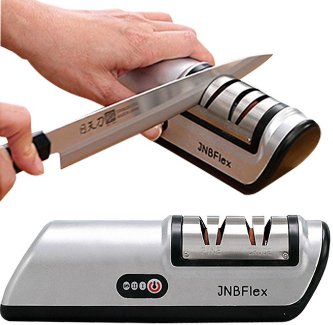 [ 칼갈이 가위갈이 USB 충전식 제이앤비플렉스 플렉스 충전식 3초 전동 칼갈이 고급형 멀티 샤프너 가능, 1개, SILVER