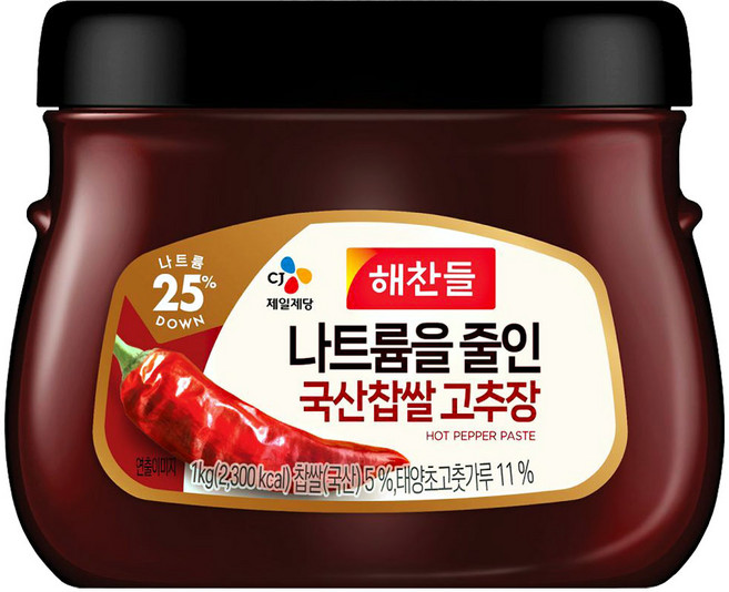 해찬들 나트륨을 줄인 우리찹쌀 고추장, 1kg, 1개