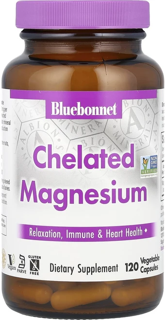 Bluebonnet Nutrition 킬레이트화 마그네슘 200mg 베지 캡슐 120정(캡슐당 100mg), 1개, 120정 - 쿠팡