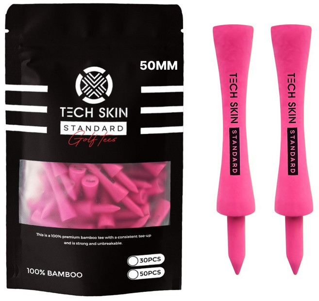 테크스킨스탠다드 높이조절 대용량 우드 골프티 50p, 네온핑크