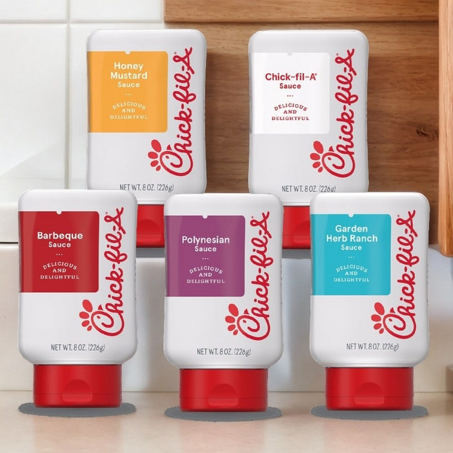 미국 칙필레 소스 226g 5종 번들팩 세트 바베큐 가든허브 랜치 등, 5통