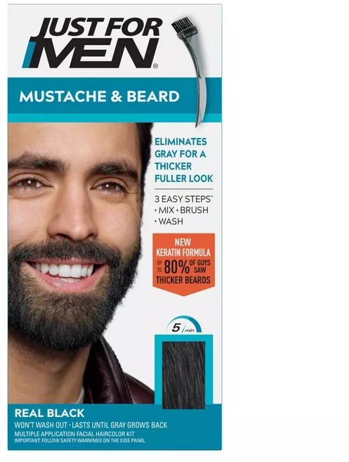 저스트포맨 머스태쉬 & 비어드 28g, 1개, 리얼 블랙 - 쿠팡