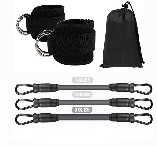 에너바디 홈트 킥백스트랩 튜빙밴드 세트 근력운동 스트레칭 레그레이즈 발목케이블, 1개, 블랙