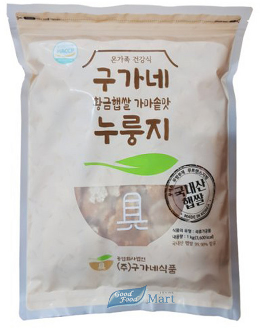 구가네식품 황금햅쌀 가마솥맛 누룽지 1kg, 1개
