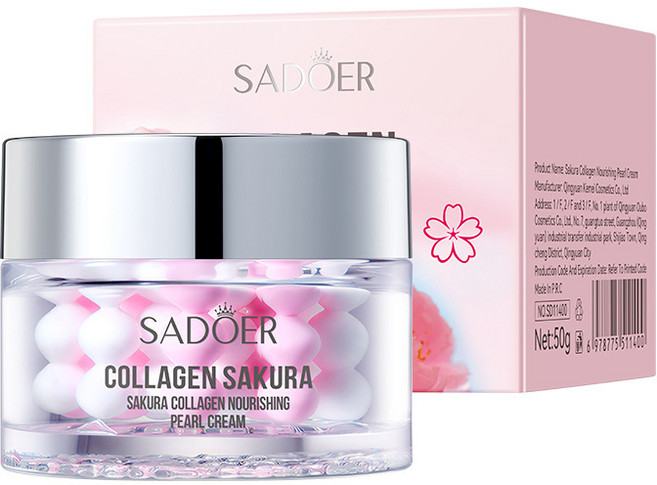 Gurene 벚꽃 콜라겐 함유 진주 추출물 진영 크림 피부 깊은 영양 공급 고보습 탄력 개선 촉촉 유지 케어 제품, 1개, 50g