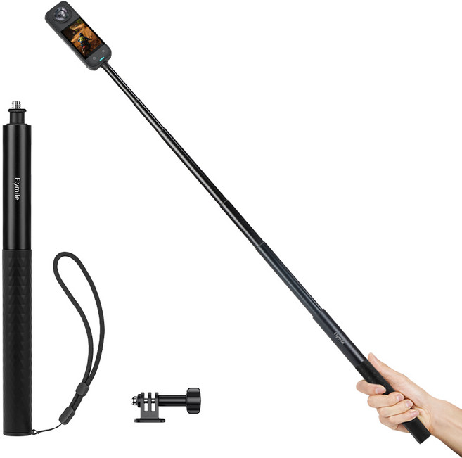 Flymile 신형 인비저블 셀카봉 확장봉 액션캠 OSMO Pocket 3 Action 5 Pro Insta360 X5 호환 5단 길이조절, 1개, Selfie stick