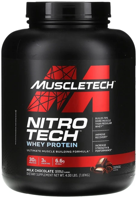 MuscleTech NitroTech 유청 펩타이드 밀크 초콜릿 1.81kg, 1개 - 쿠팡