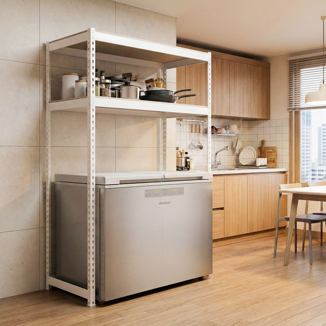 프라임앵글 김치냉장고 드럼세탁기 건조기 선반 펜트리 베란다 철제선반, 2.5단, 아이보리