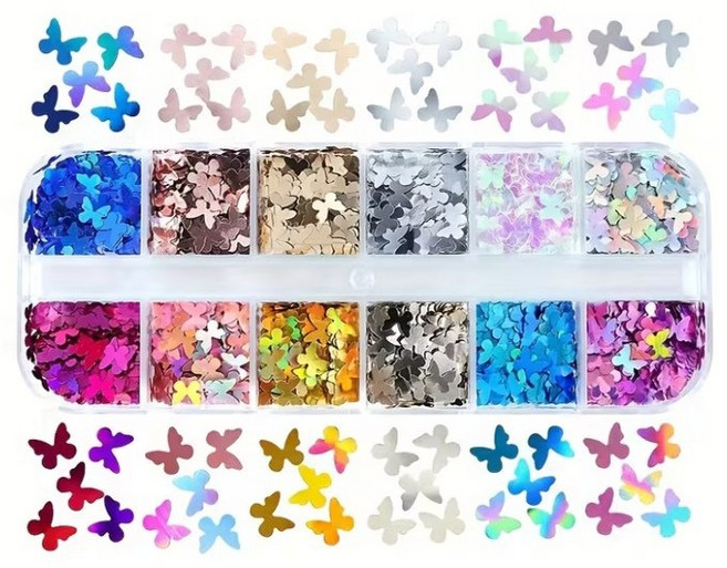 레진아트 네일아트 레진재료 네일재료 나비글리터1 N3, 1개, 나비글리터1 (N3)